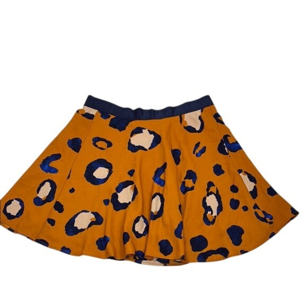 Phillip Lim Flare Skirt Womens Size 14 Orange Leopard Print Bold Animal Pattern